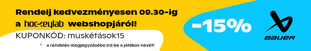Rendelj kedvezményesen 09.30-ig a hockeylab webshopjáról – kuponkód: muskétások15, -15% Bauer termékekre